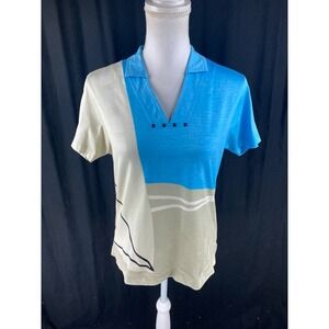 Jamie Sadock Womens S Golf‎ Polo V-Neck Top Art to Wear Abstract Athlesiure
